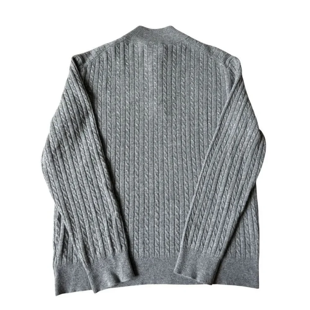 UNTUCKit Cashmere Cable Knit 1/4 Button‎ Pullover Sweater La Frenz medium M Gray